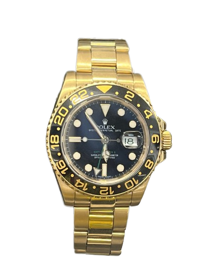 Rolex GMT-Master II 18K Gold Automatic Men's Watch 116718 – Bass Fine  Jewelry